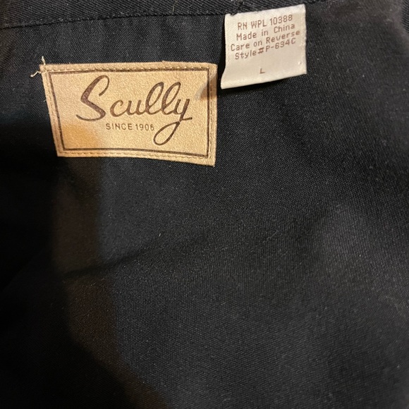 Scully Western Mens Black Polyester L Big Tooled Floral Western Shirt - Picture 5 of 7